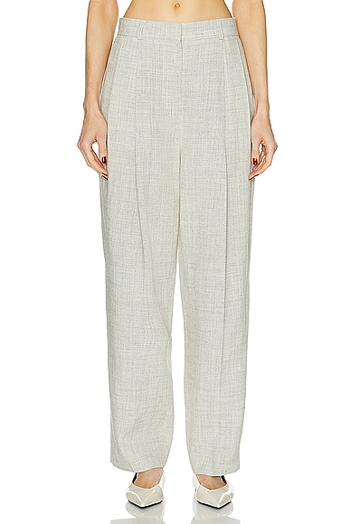 Toteme Double Pleated Tailored Trouser in Oat Melange