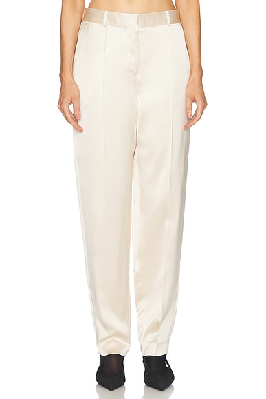 Toteme Low Waist Satin Trouser in Ecru