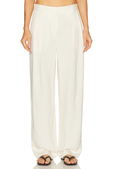 Toteme Double Pleat Straight Trouser in Ecru