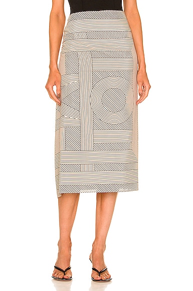 Striped Monogram Cotton Silk Sarong Skirt