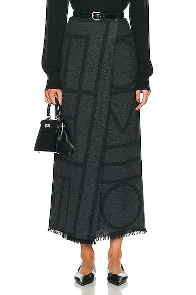 Toteme Monogram Winter Skirt in Dark Grey Melange