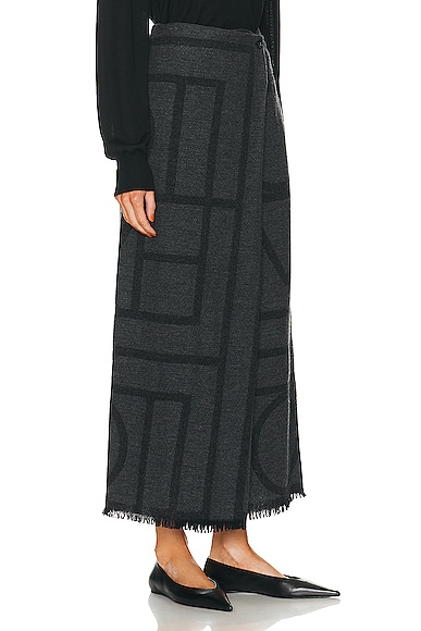 Shop Totême Monogram Winter Skirt In Dark Grey Melange