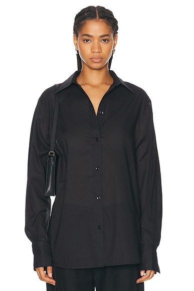 Toteme Kimono Sleeve Cotton Shirt in Black