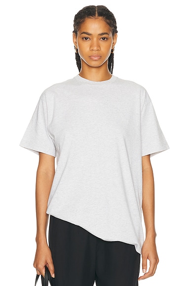 Toteme Straight Cotton Tee in Pale Grey Melange