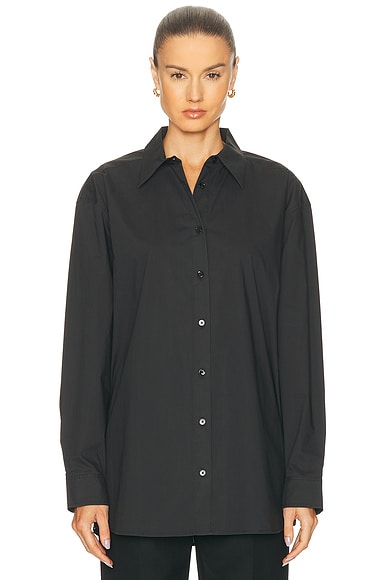 Toteme Classic Tumbled Shirt in Washed Black