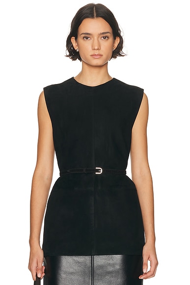 Toteme Belted Suede Top in Black