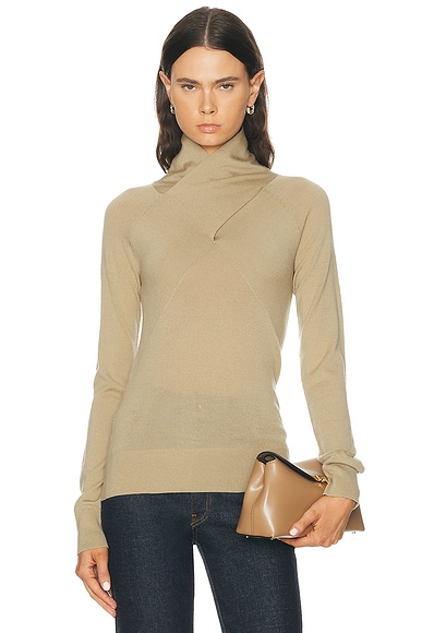 Toteme Crossover Merino Knit Top in Desert