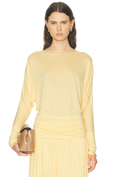 Toteme Boatneck Jersey Top in Champagne