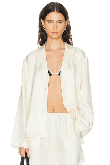 Toteme Monogram Silk PJ Top in Cream