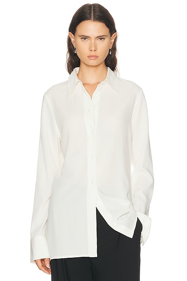 Toteme Lightweight Wool Shirt in Ecru