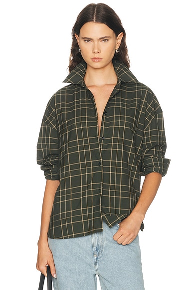 Toteme Boxy Shirt in Pine & Popcorn