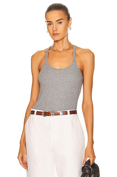 Toteme Scoop Neck Rib Tank in Grey Melange | FWRD