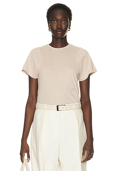 Toteme Curved Seam Tee in Beige Melange | FWRD