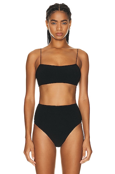 Black smocked new arrivals bikini top