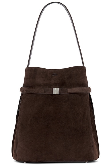 Suede Belted Bucket Bag