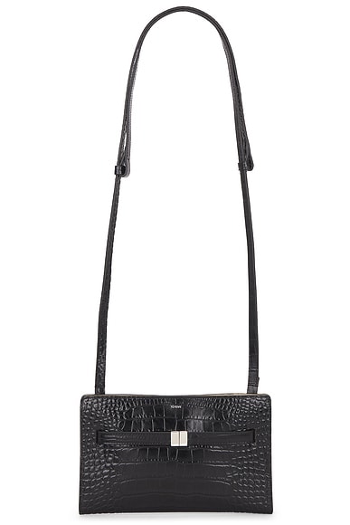 Belted Croco Embossed Crossbody Bag