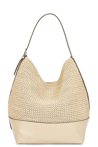 Belted Woven Leather Tote Bag