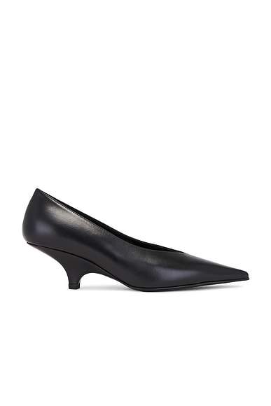 Toteme Leather Wedge Heel Pump in Black