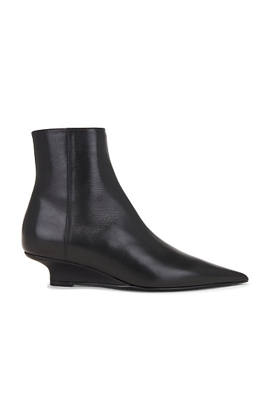 Toteme Sharp Leather Ankle Boot in Black