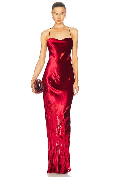 The Sei Cowl Bias Gown in Ruby