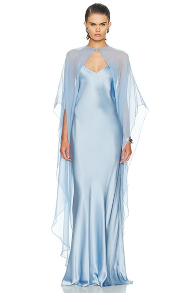 The Sei Bias Slip Dress And Cape in Icy Blue