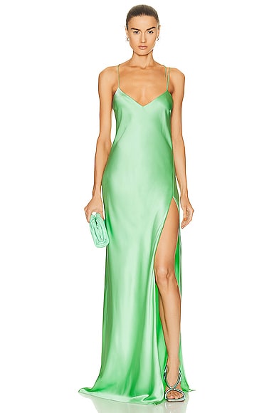 Strappy Bias Gown In Mint