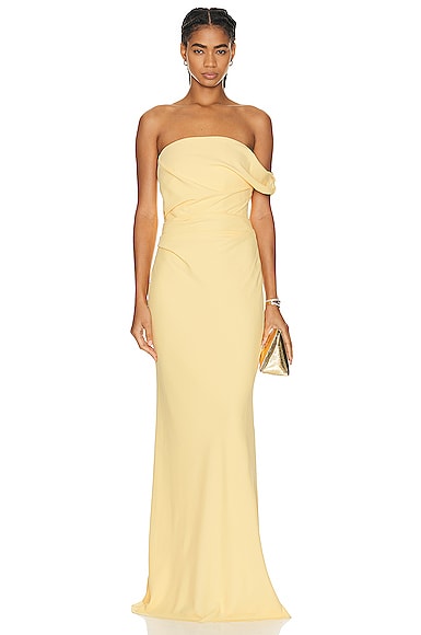 The Sei Strapless Drape Gown in Butter