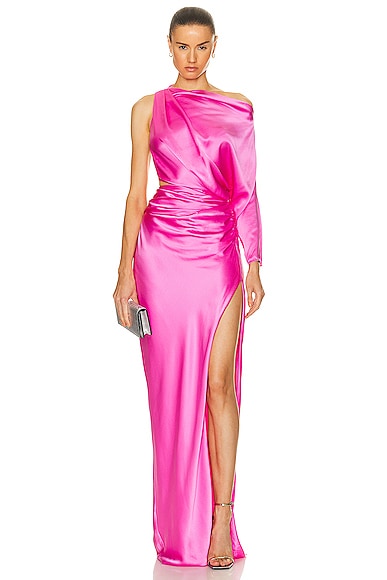 The Sei One Sleeve Drape Gown In Pink