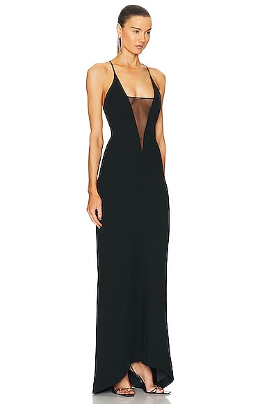 Shop The Sei Plunge Gown With Mesh In Black