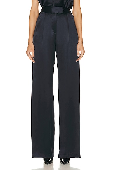 The Sei Women's Pleated Satin Wide-leg Trousers In Fig