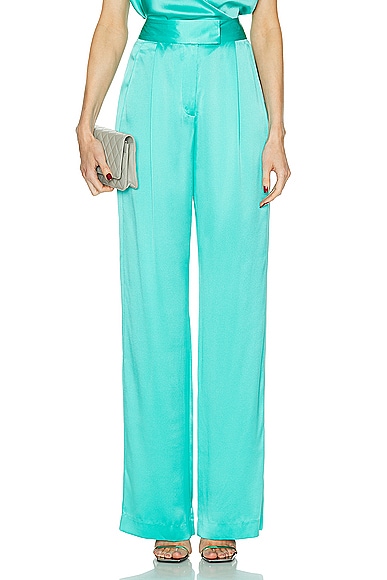 Shop The Sei Wide Leg Trouser In Turquoise