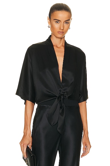 The Sei for FWRD Dolman Tie Front Blouse in Black
