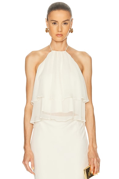 The Sei Ruffle Halter Top in Cream