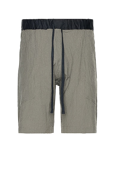 Cotton*ramie*silk Seersucker Cloth Loose Fit Shorts in Grey