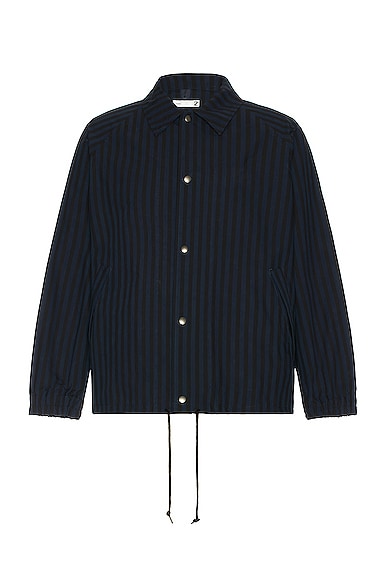 Ts(s) Block Stripe High Density Cloth Coach Jacket In Black & Navy
