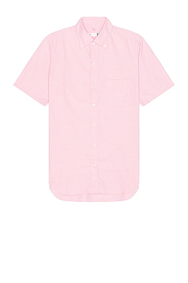 Pastel Color Cotton Oxford Cloth B.d. Short Sleeve Shirt in Pink