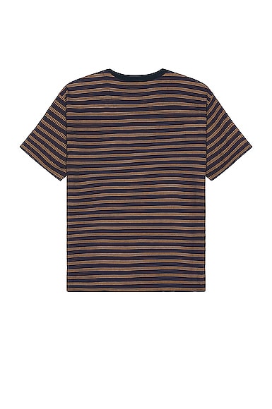Shop Ts(s) Combination Horizontal Stripe Viscose*polyester Cloth Pocket T-shirt In Navy