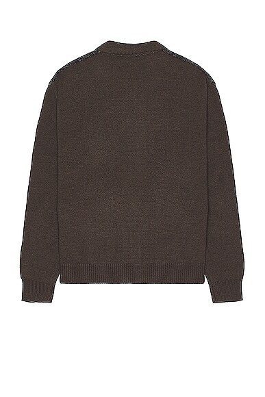 Shop Thisisneverthat Velvet Knit Zip Polo In Brown
