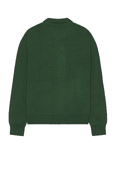 Shop Thisisneverthat Velvet Knit Zip Polo In Green