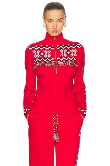 THE UPSIDE Après Ski Keystone Blanche Half Zip Sweater in Chilli