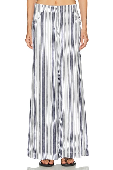TWP Demie Pant in Ivory & Navy