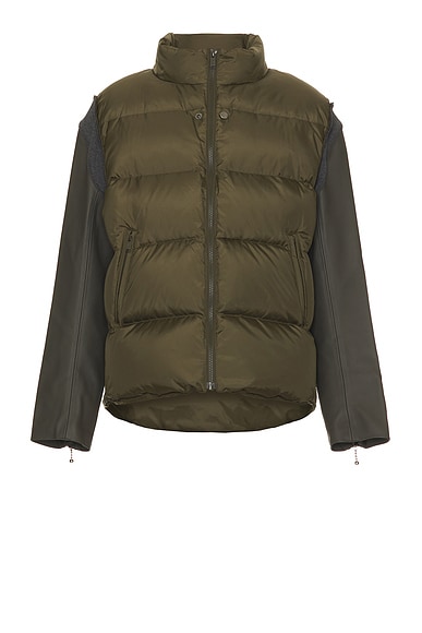 Leather Sleeve Puffer Blouson