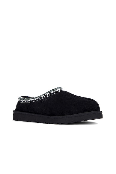 Ugg Mens Black Tasman Ii Shearling-lined Suede Slippers Eur 41 / 7 Uk In Black