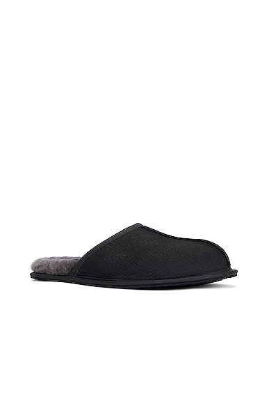 Ugg Scuff Mens Lined Leather Scuff Slippers In Black
