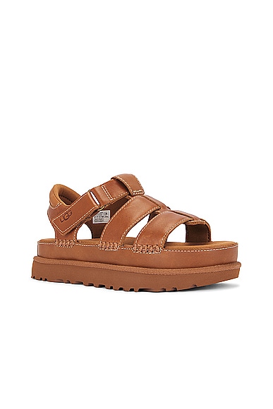 Shop Ugg Goldenstar Strap Sandal In Tan