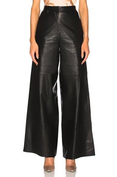 for FWRD Leather High Waisted Wide Leg Trousers