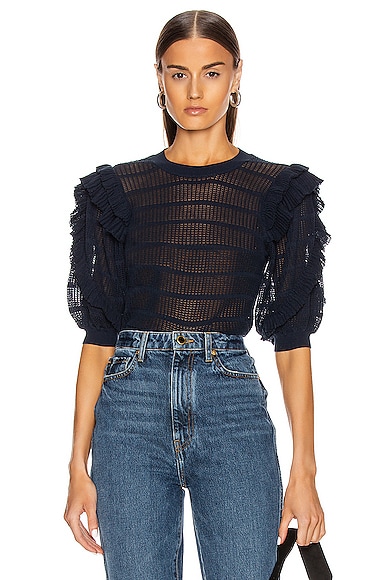 Ulla Johnson Aveline Top in Midnight | FWRD