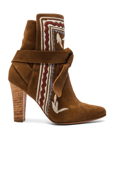 Embroidered Suede Aggie Booties