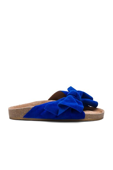 Ulla Johnson Suede Ingrid Slides in Cobalt Suede FWRD