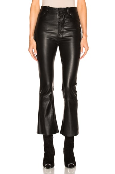 Crop Flare Leather Pants
